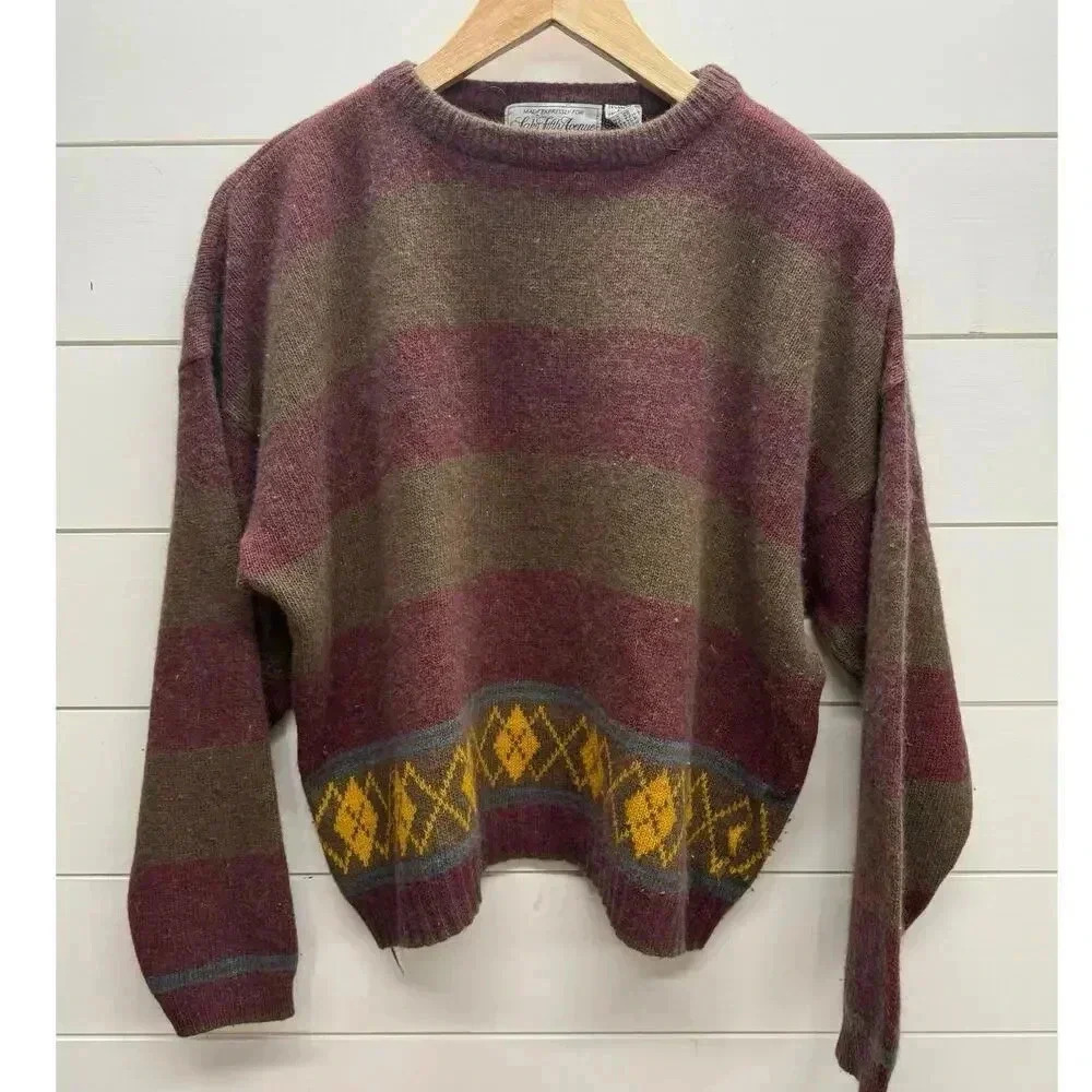 Vintage Made For Saks Fifth Avenue Striped Lambs Wool/Rabbit Hair/Angora Sweater - Picture 14 of 14